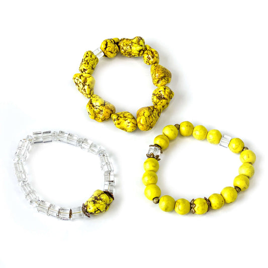 Stone Bracelet Quartz&Howlite 3in1