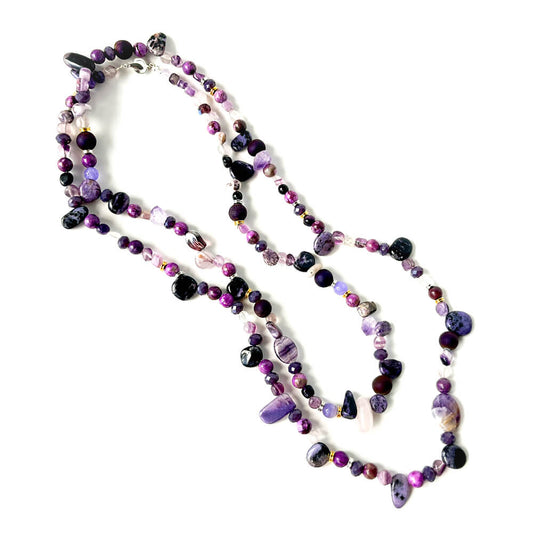 Necklace Amethyst, Agate Mix & Rose Quartz