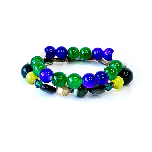 Stone Bracelet Agate & Pearl Mix 2in1