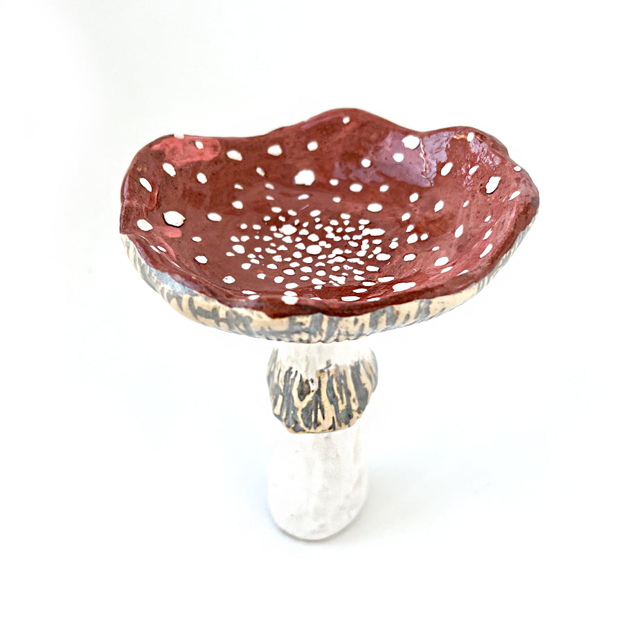 Amanita Mushroom Handmade Ceramic Tealight Candle Holder or Decorative Figure