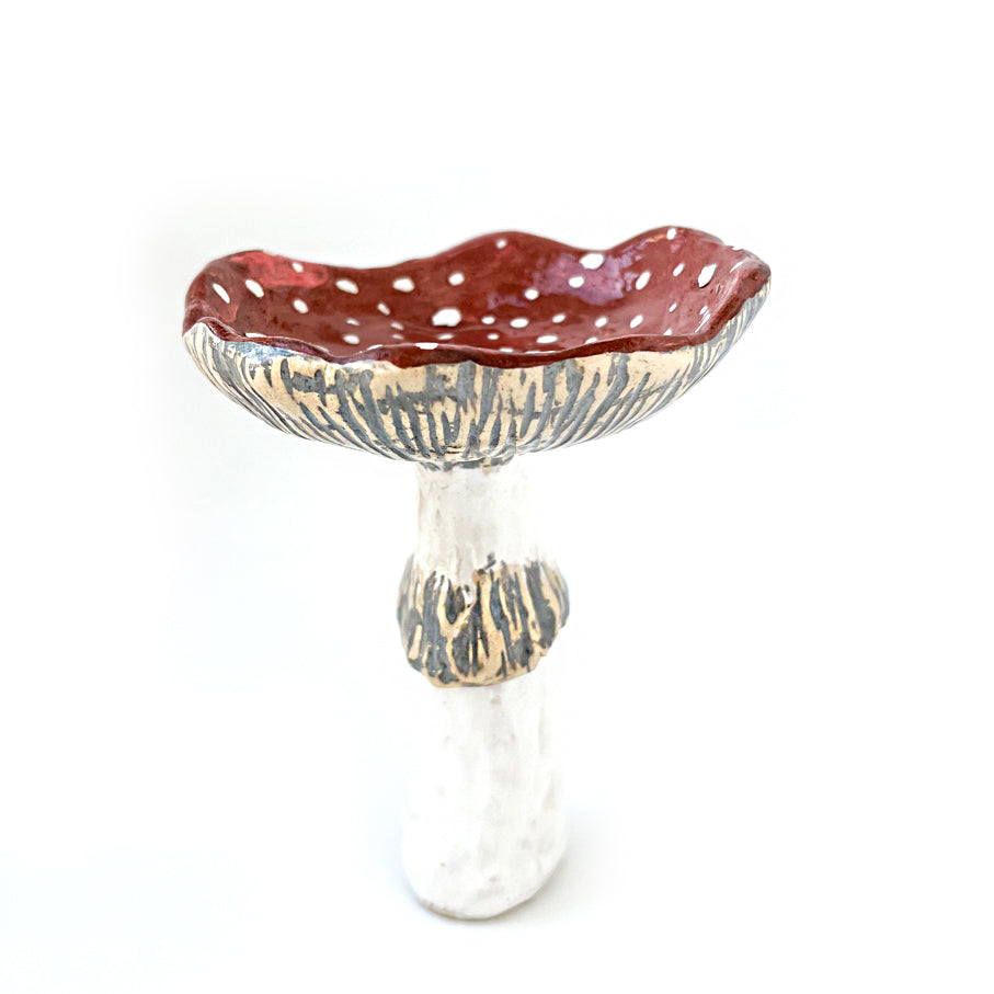 Amanita Mushroom Handmade Ceramic Tealight Candle Holder or Decorative Figure