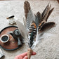 Handcrafted shamanic feather fan with selenite, designed for smudging ceremonies, energy cleansing, and spiritual rituals