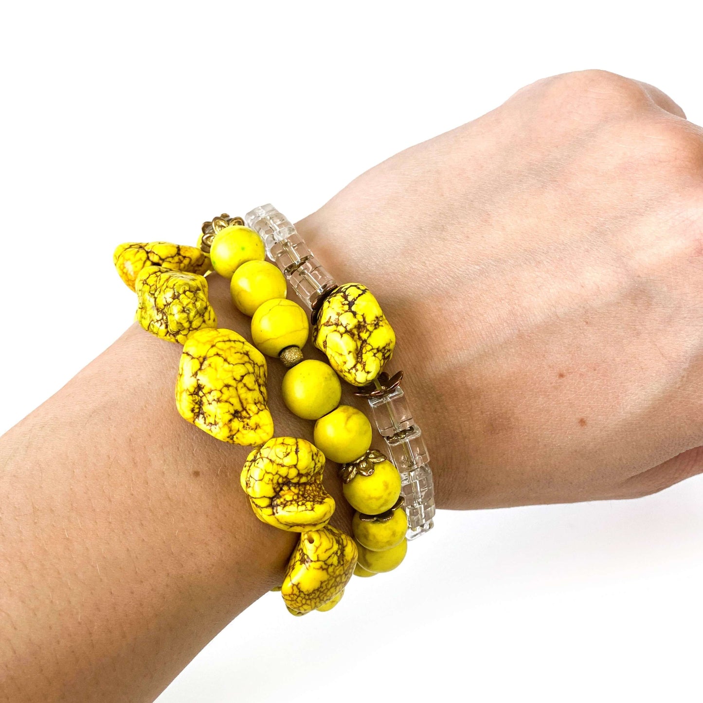 Stone Bracelet Quartz&Howlite 3in1