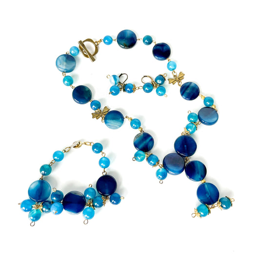 Necklace & bracelet Set Agate Mix