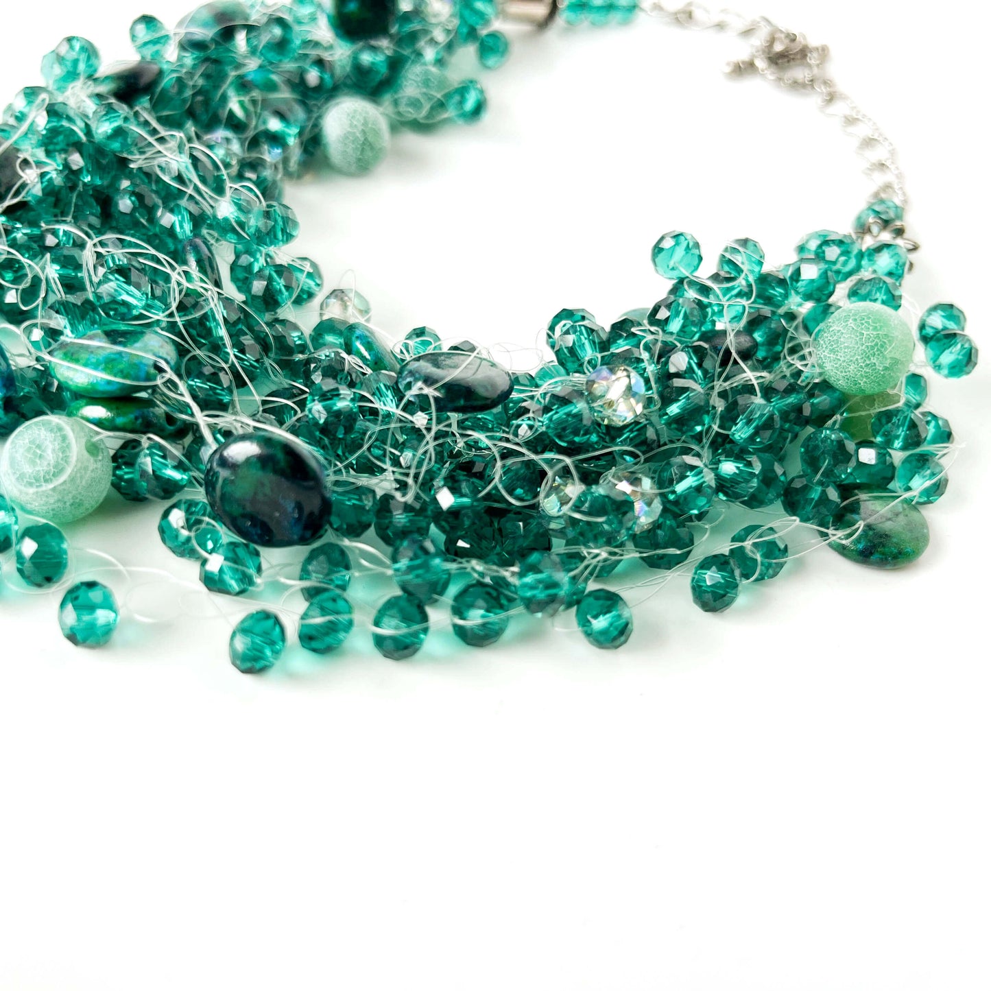 Necklace Green Agate & Swarovski