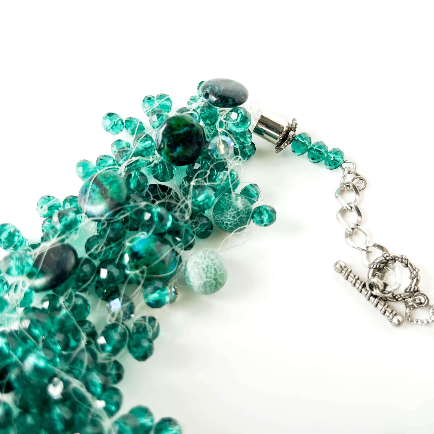 Necklace Green Agate & Swarovski