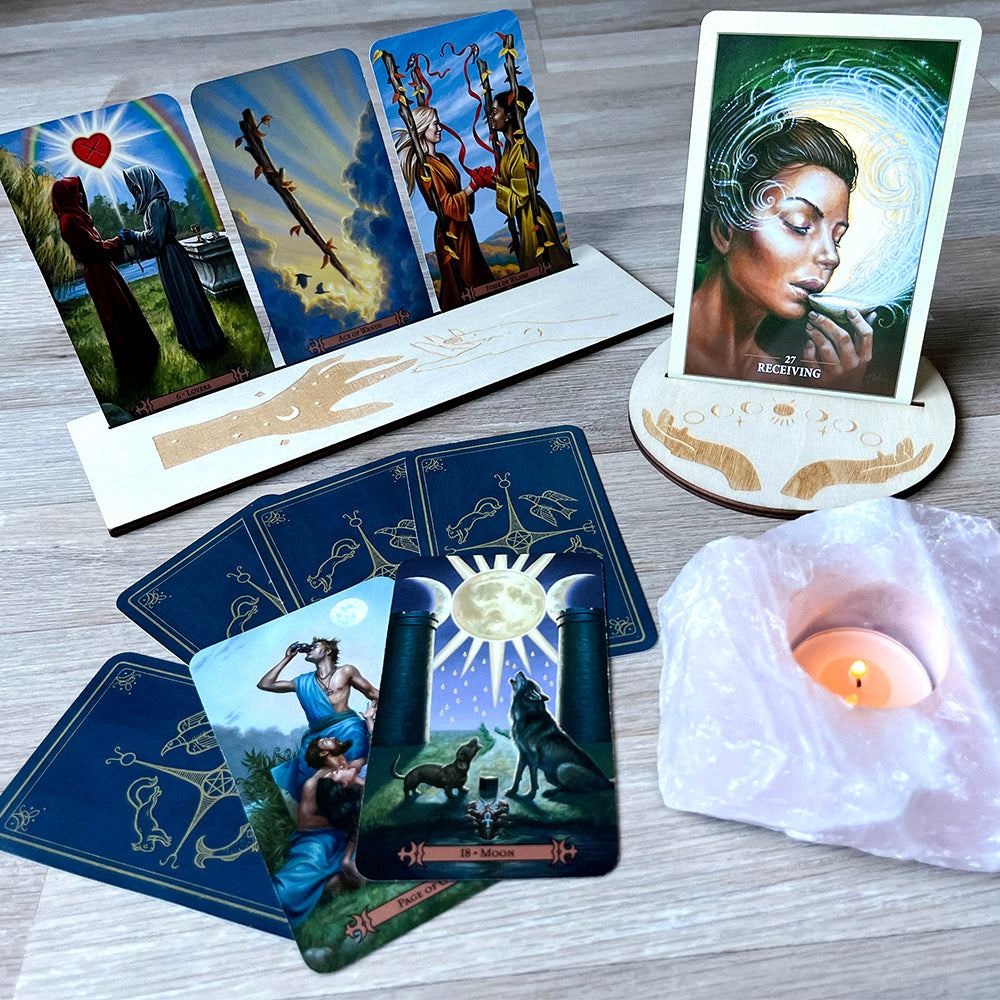 Tarot & Oracle Altar Card Display Stand from Wood Rectangle shape