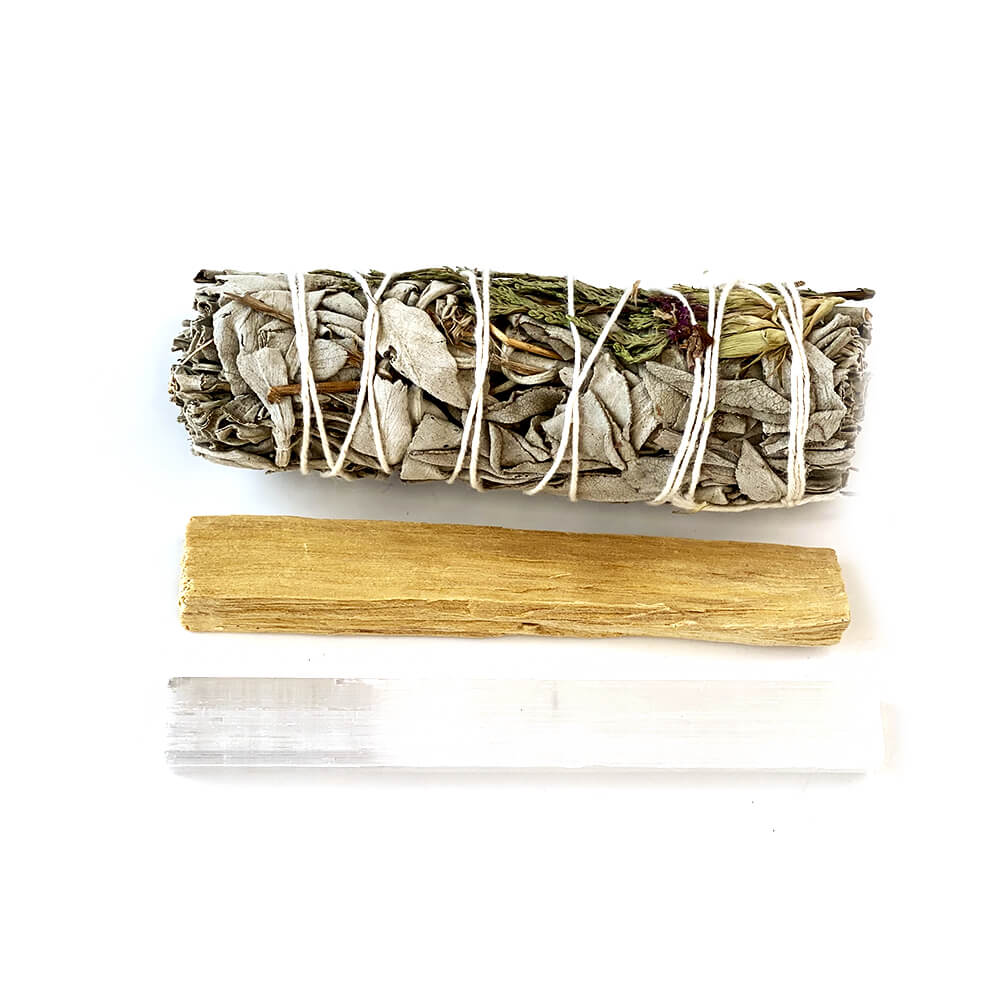 Smudge Cleansing Set White Sage & Palo Santo & Selenite Stick